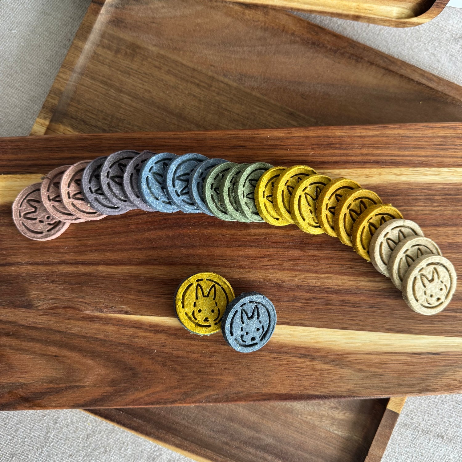 Rainbow assortment of botanical rabbit biscuits from BunBun & Co Daily Rotation Ritual sampler pack
