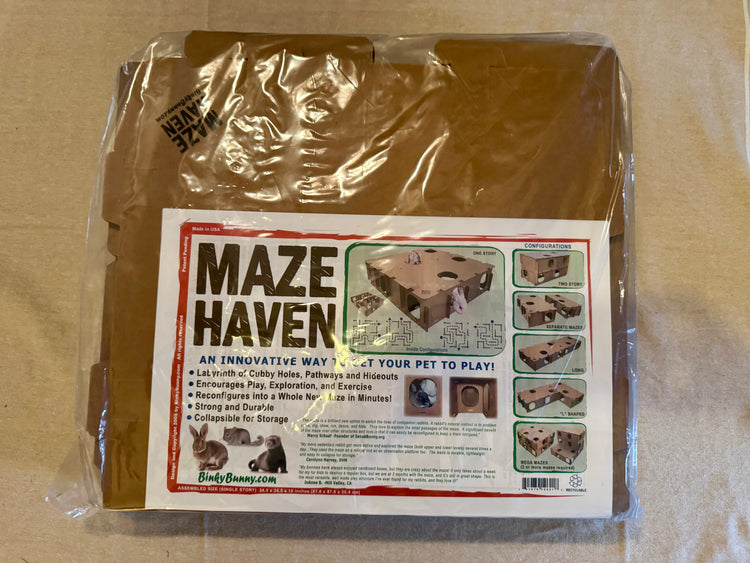 Flat packaged Large Maze Haven bunny enrichment hide assembly kit ready for shipment